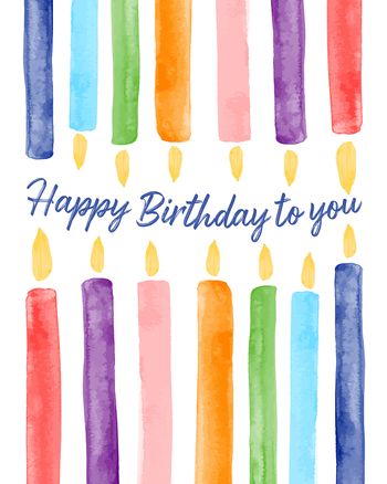 Use Watercolour candles - group birthday ecard