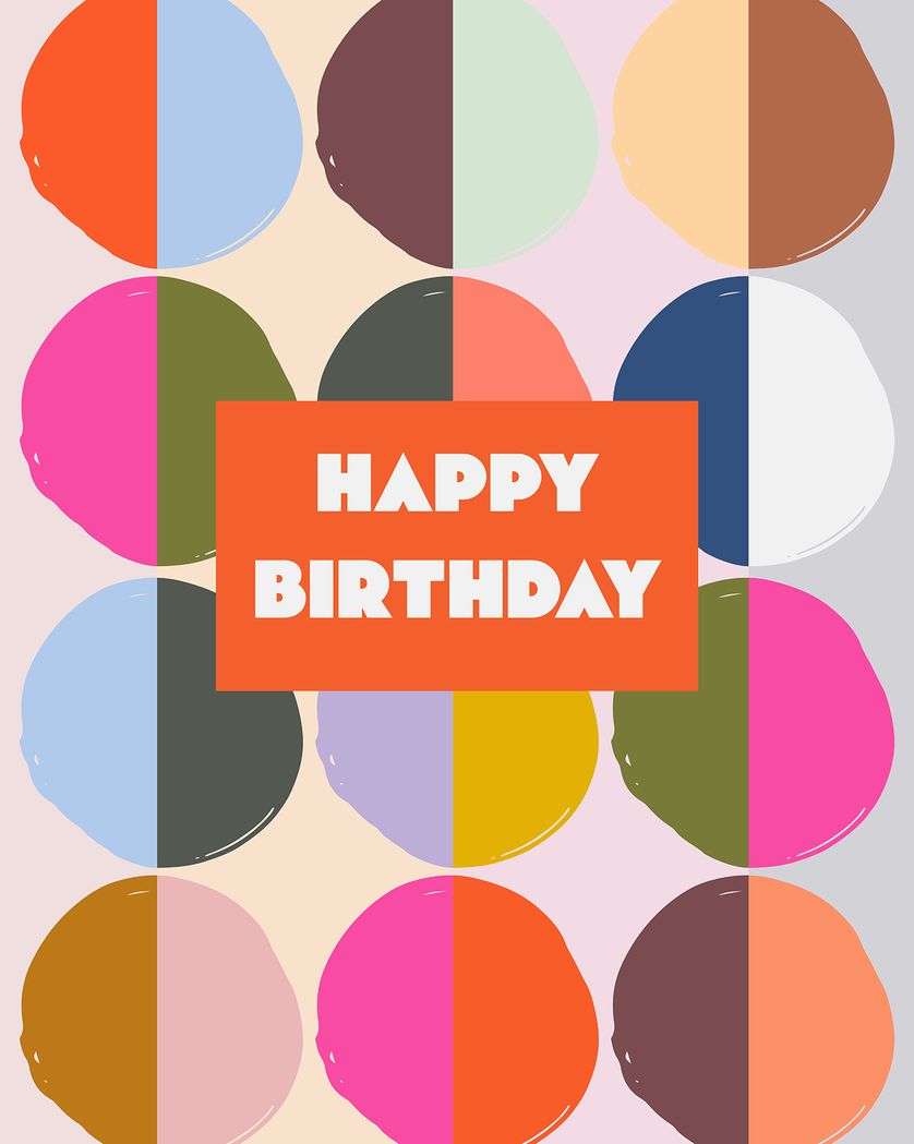 Card design "Mid century geo - group Birthday ecard"