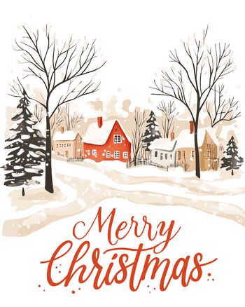 Use Winter scene - group Christmas ecard