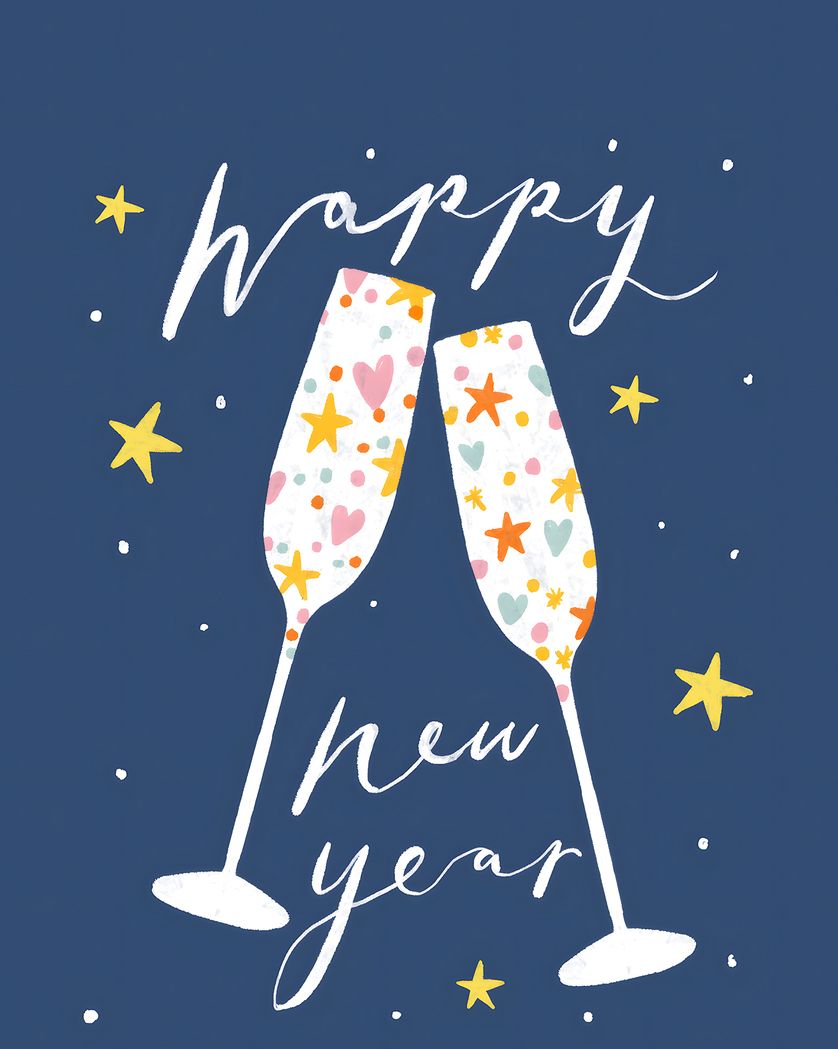 Card design "Print Pattern - group New year ecard"