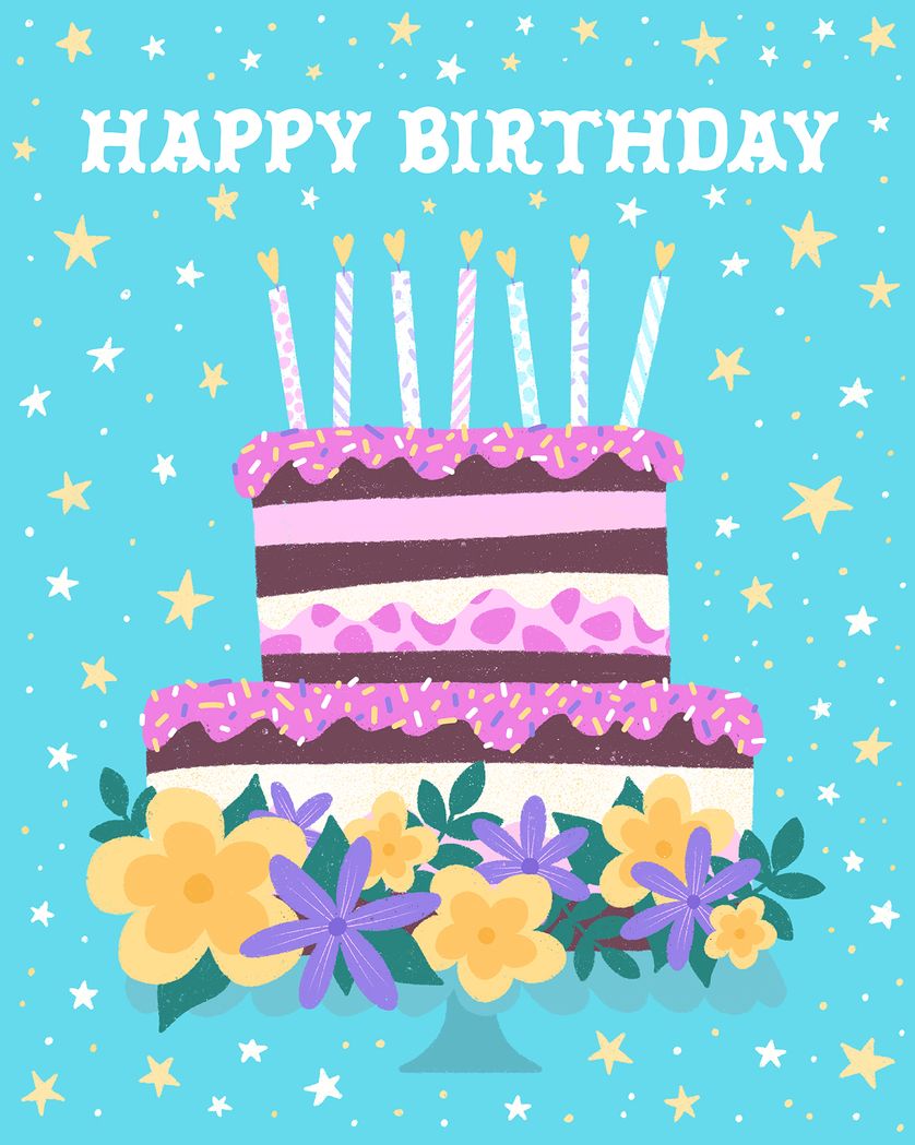 Card design "Pretty cake - group birthday ecard"