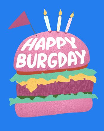 Use Burger bun. - group birthday ecard