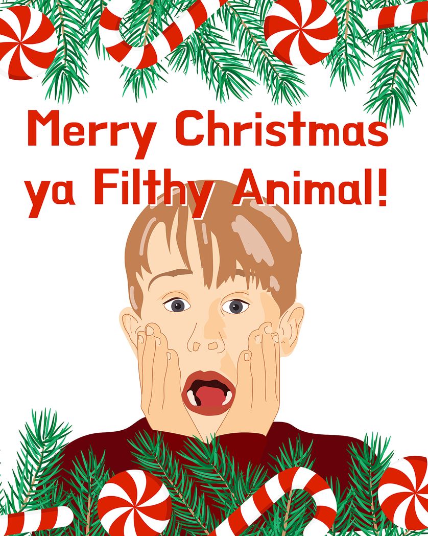 Card design "Home alone - group Christmas ecard"