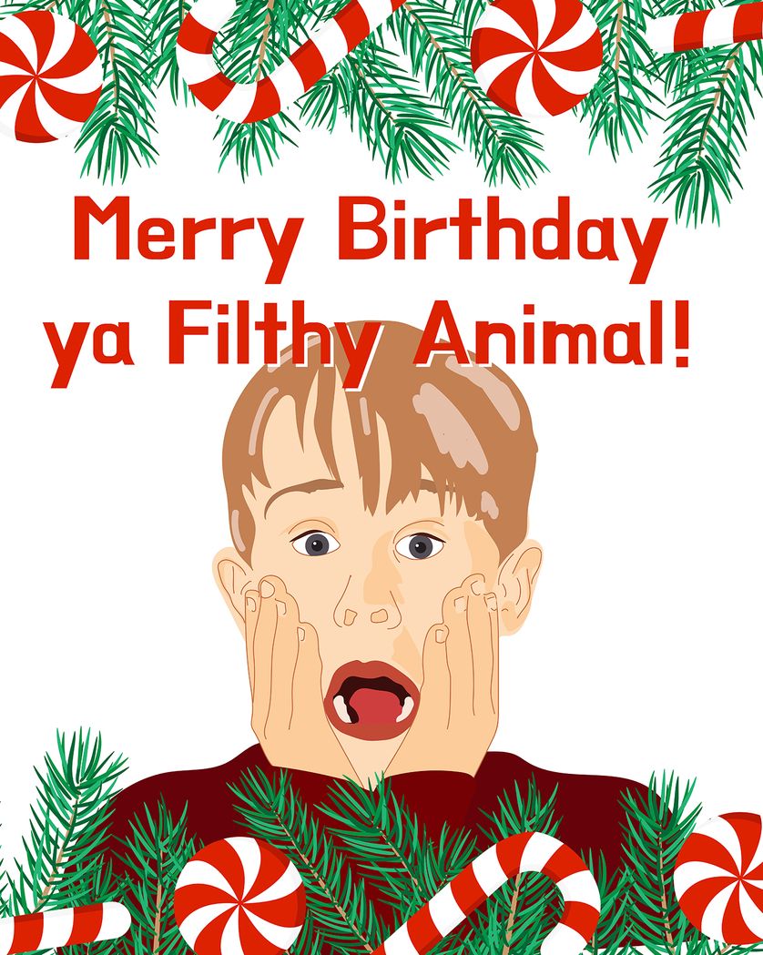 Card design "Home Alone - group christmas birthday ecard"