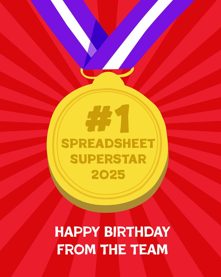 Card design "Spreadsheet medal - Group Birthday ecard"