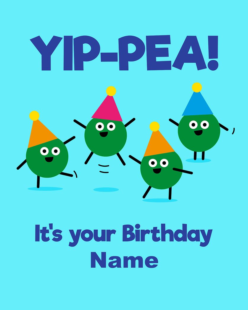 Card design "Party Peas - group birthday ecard"