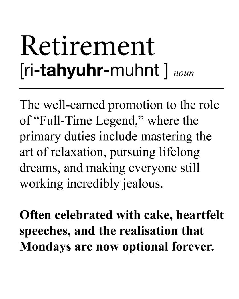 Card design "Dictionary corner - group retirement ecard"