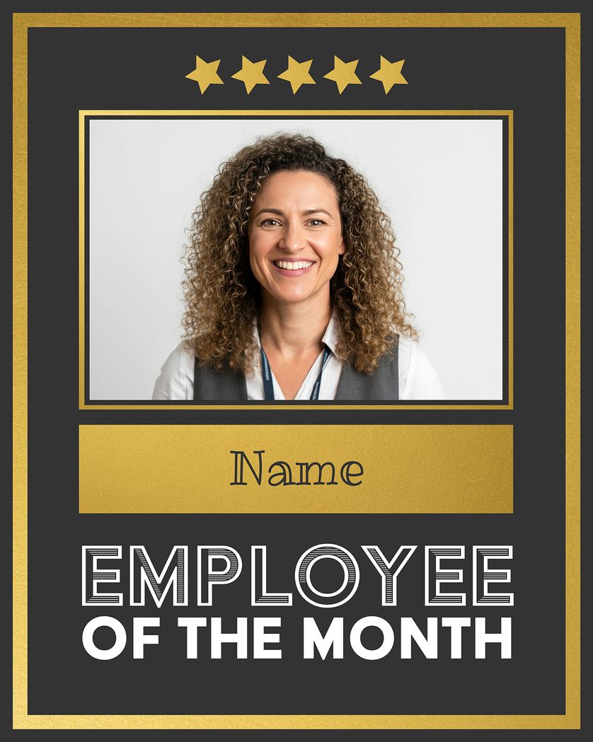 Card design "Employee of the month - group congratulations ecard"