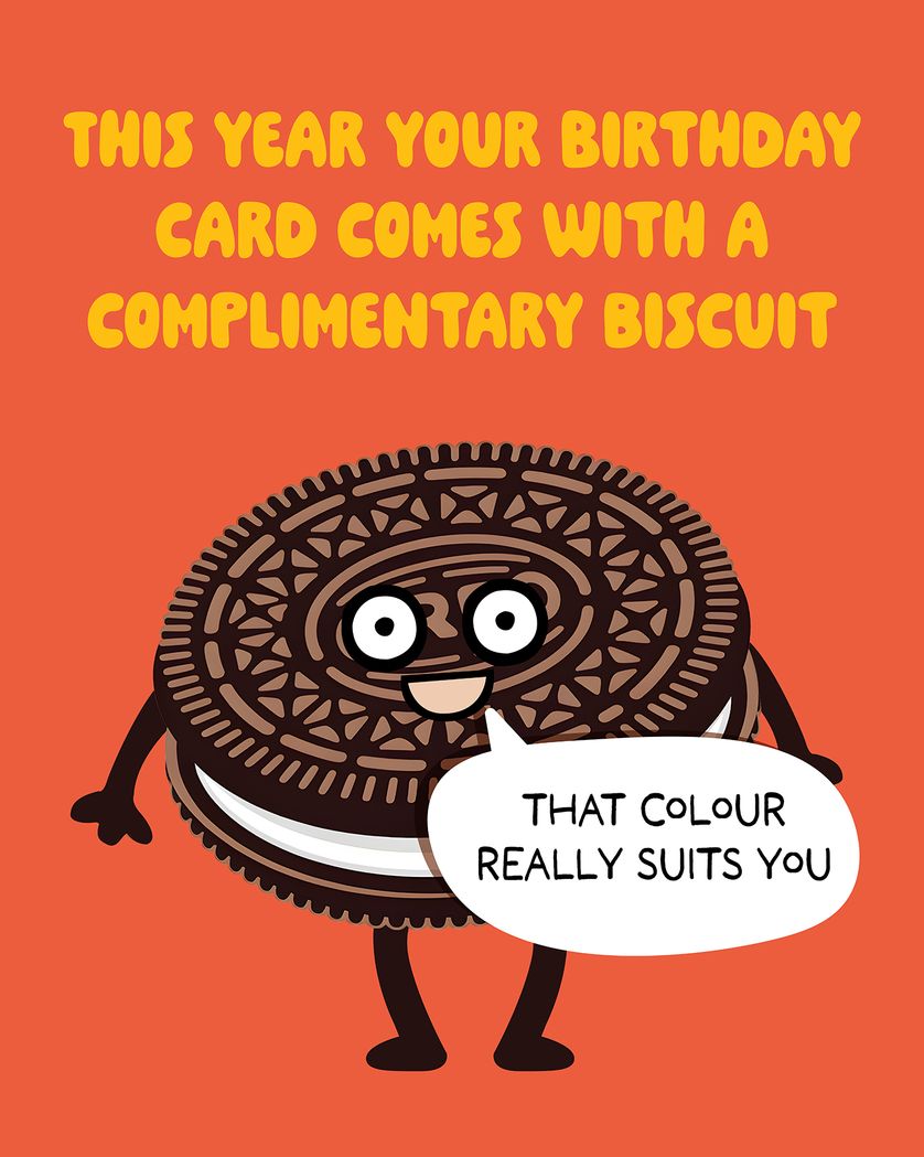 Card design "Complimentary biscuit - group birthday ecard"