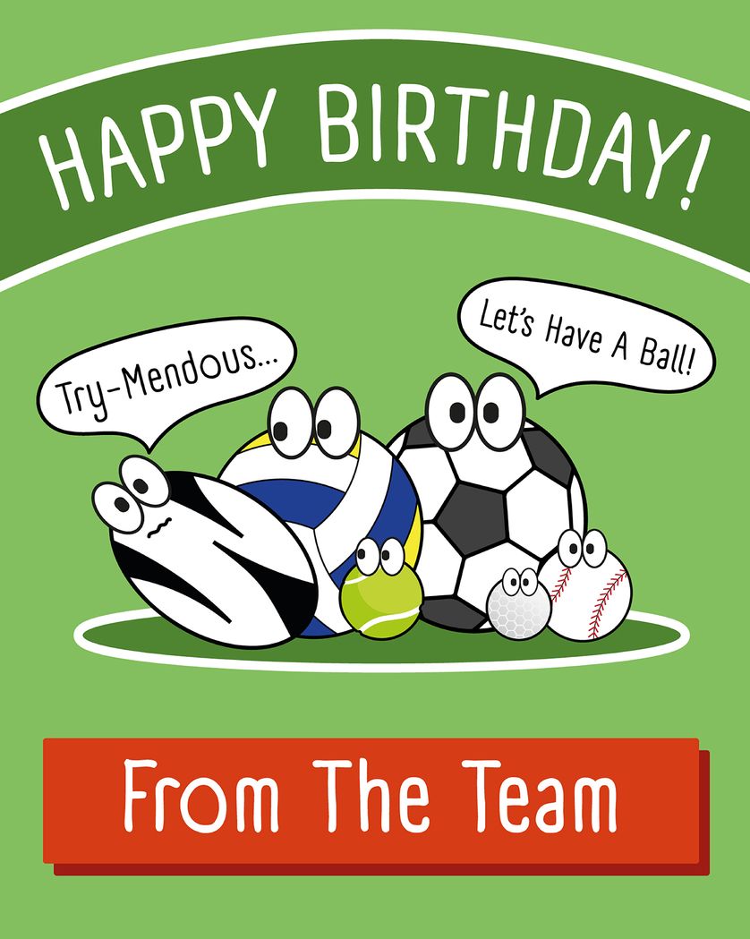 Card design "Balls to your birthday - group ecard"