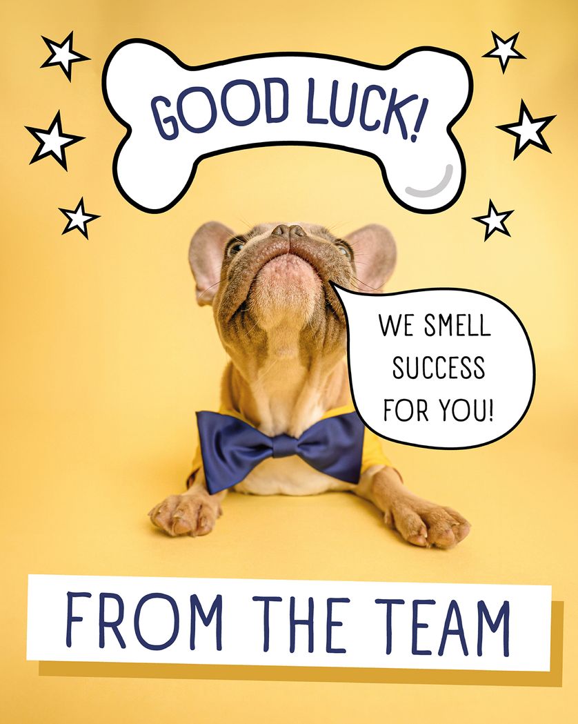 Card design "Lucky dog - group good luck ecard"