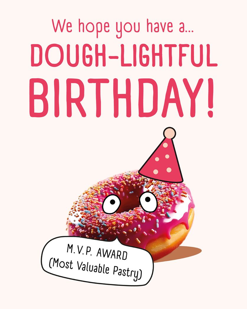 Card design "Dunkin' Birthday wishes  - group Birthday ecard"