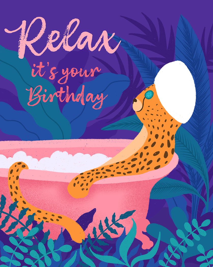 Card design "Chilled cheetah - group birthday ecard"