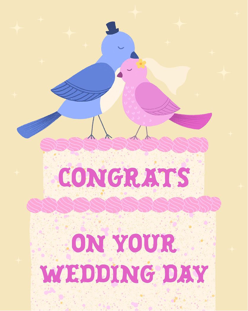 Card design "Lovebirds - group wedding ecard"