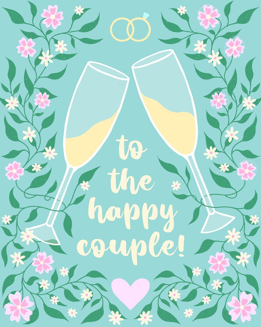 Card design "Cheers to the happy couple - group wedding ecard"