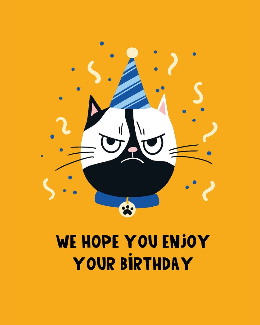 Card design "Grumpy Cat, happy Birthday - group ecard"