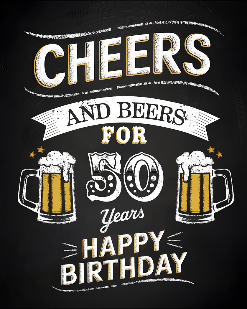 Card design "Cheers you're 50 - group Birthday ecard"