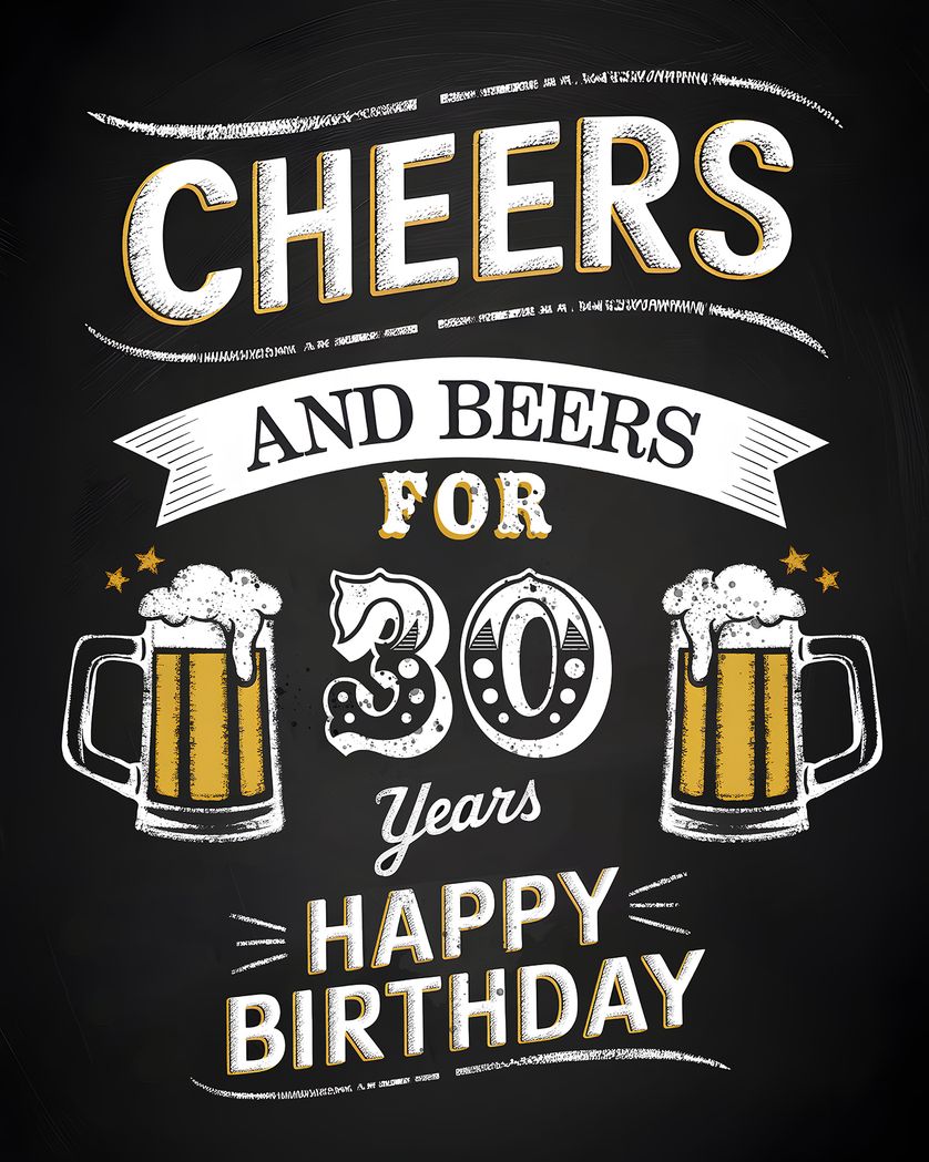 Card design "Cheers you're 30"