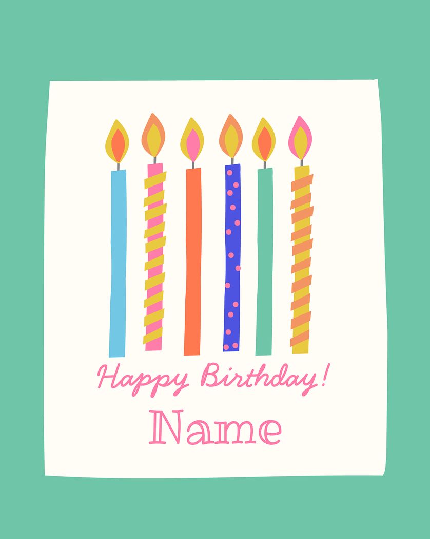 Card design "Six candles - group Birthday ecard"