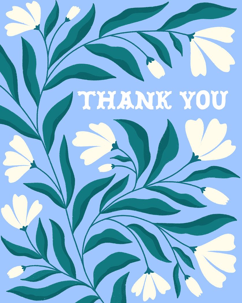 Card design "White flowers - group thank you ecard"