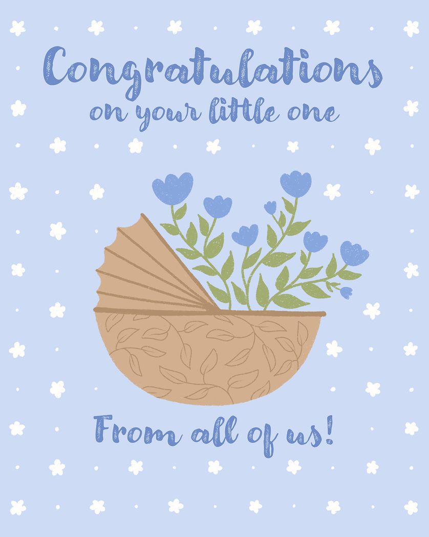 Card design "Blue Bassinet - group baby ecard"