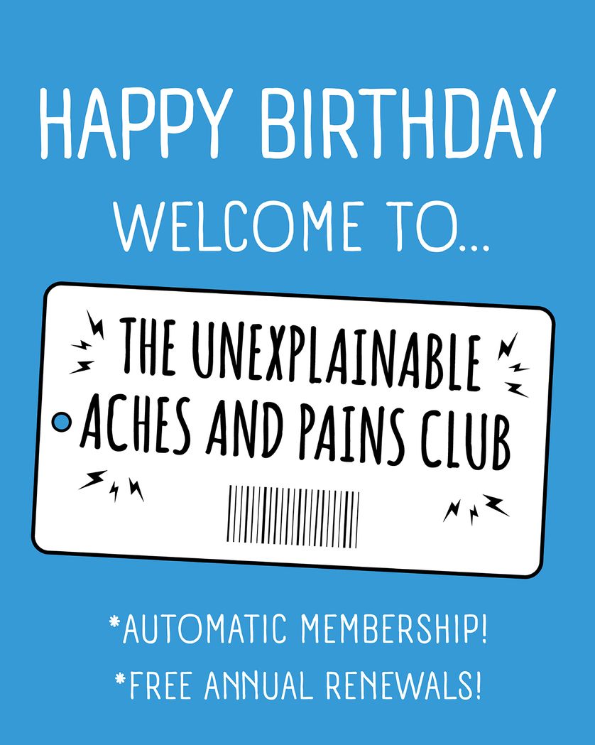 Card design "Growing pains - group birthday ecard"