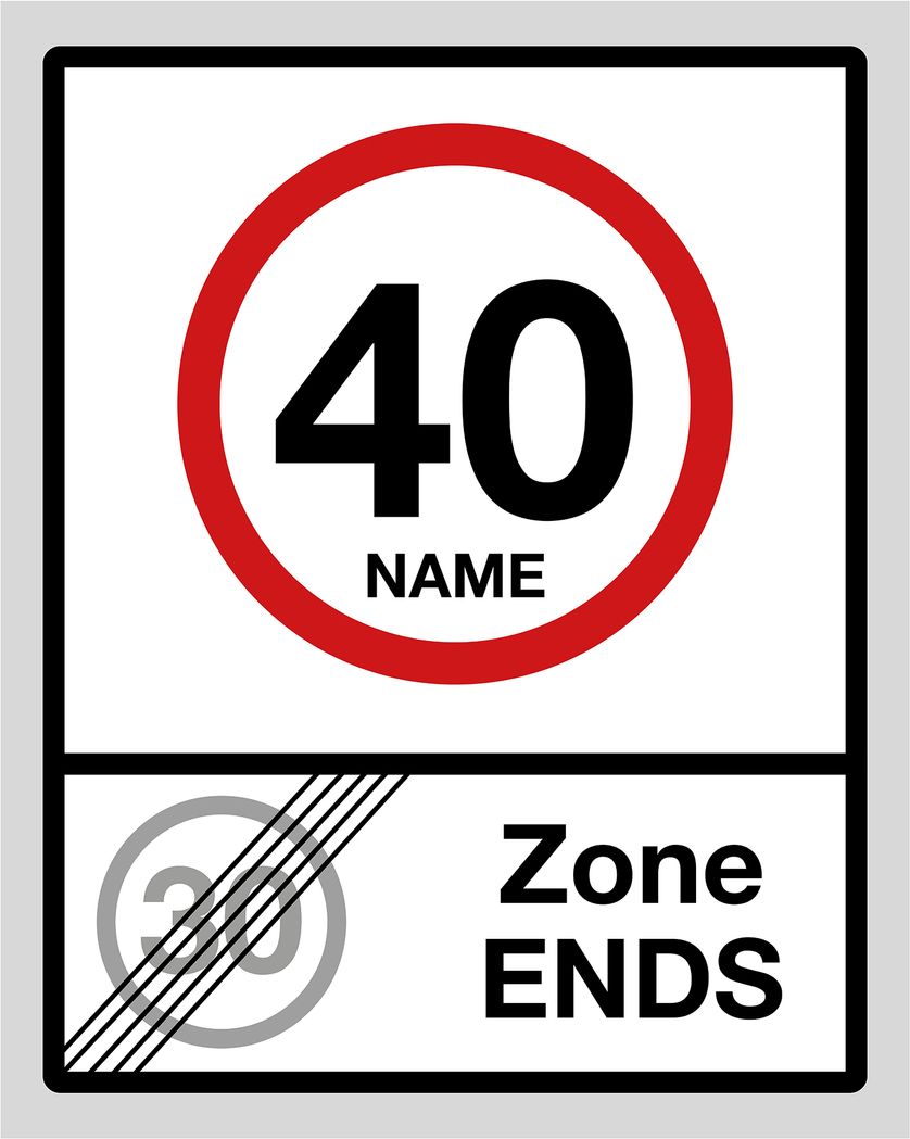 Card design "Zone ends - 40 milestone ecard"