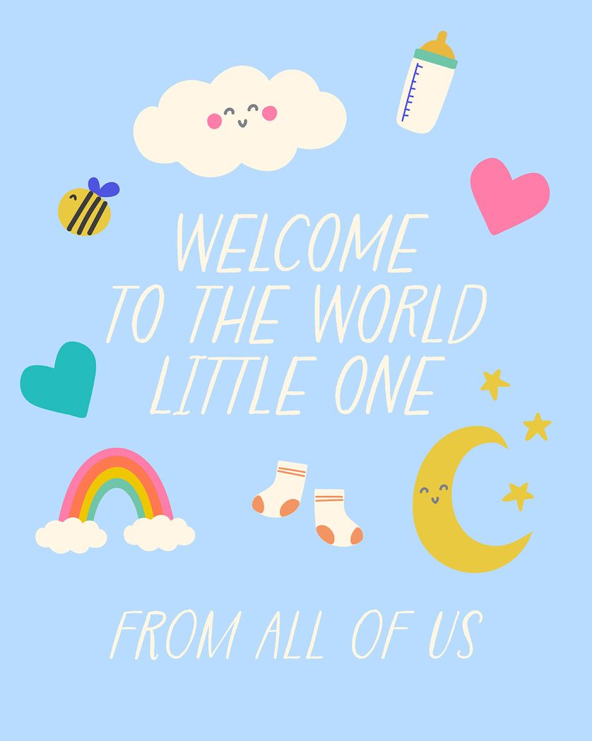 Card design "Sweet icons - group baby ecard"