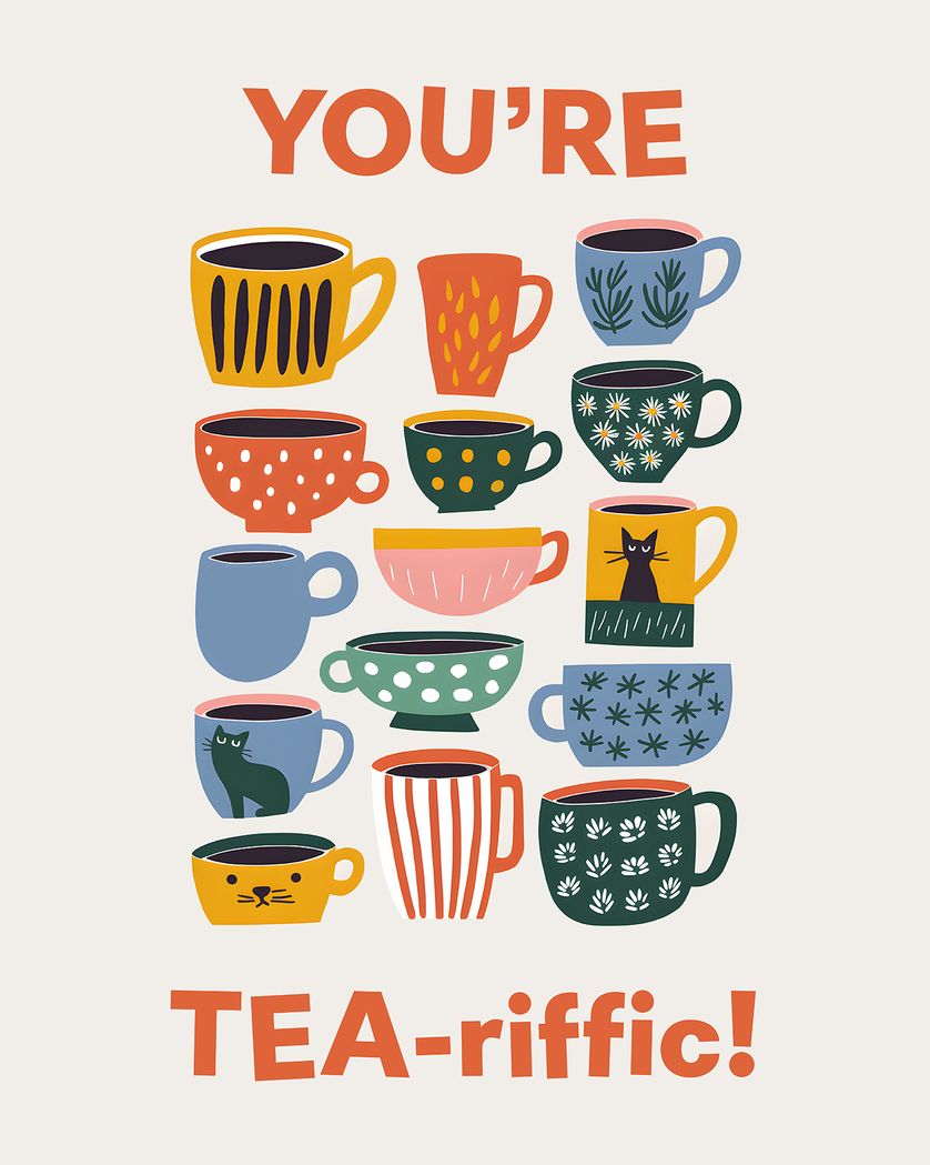 Card design "Time for tea-m - group employee appreciation ecard"