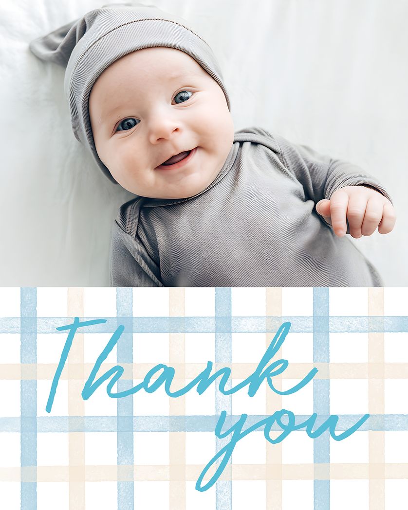 Card design "Plaid Baby thank you ecard"