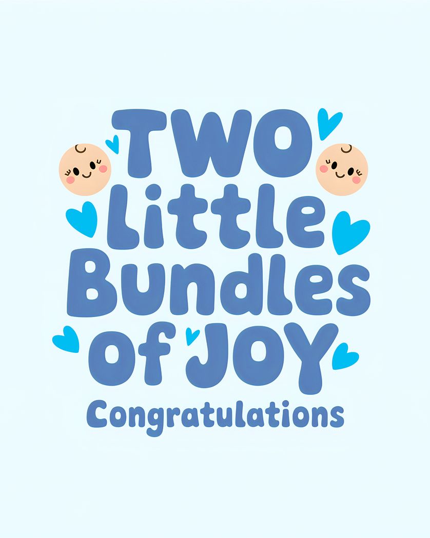 Card design "Two times joy - group baby twins ecard"