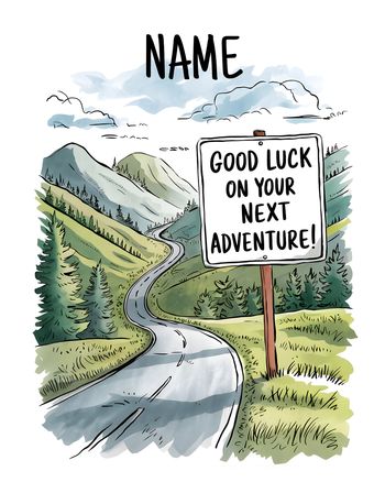 Use Mountain road - personalised group leaving ecard