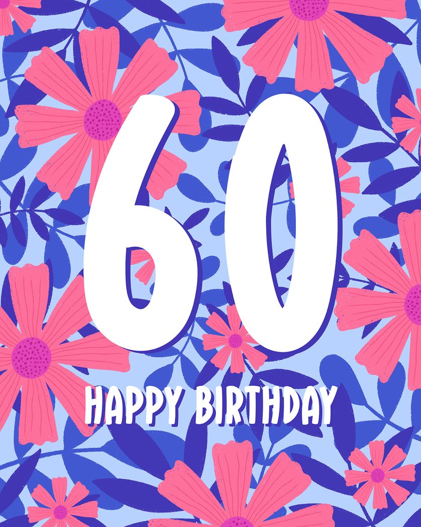 Card design "Floral - milestone 60th Birthday ecard"