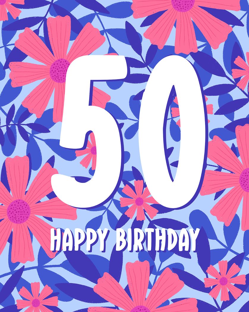 Card design "Floral milestone - 50th Birthday ecard"