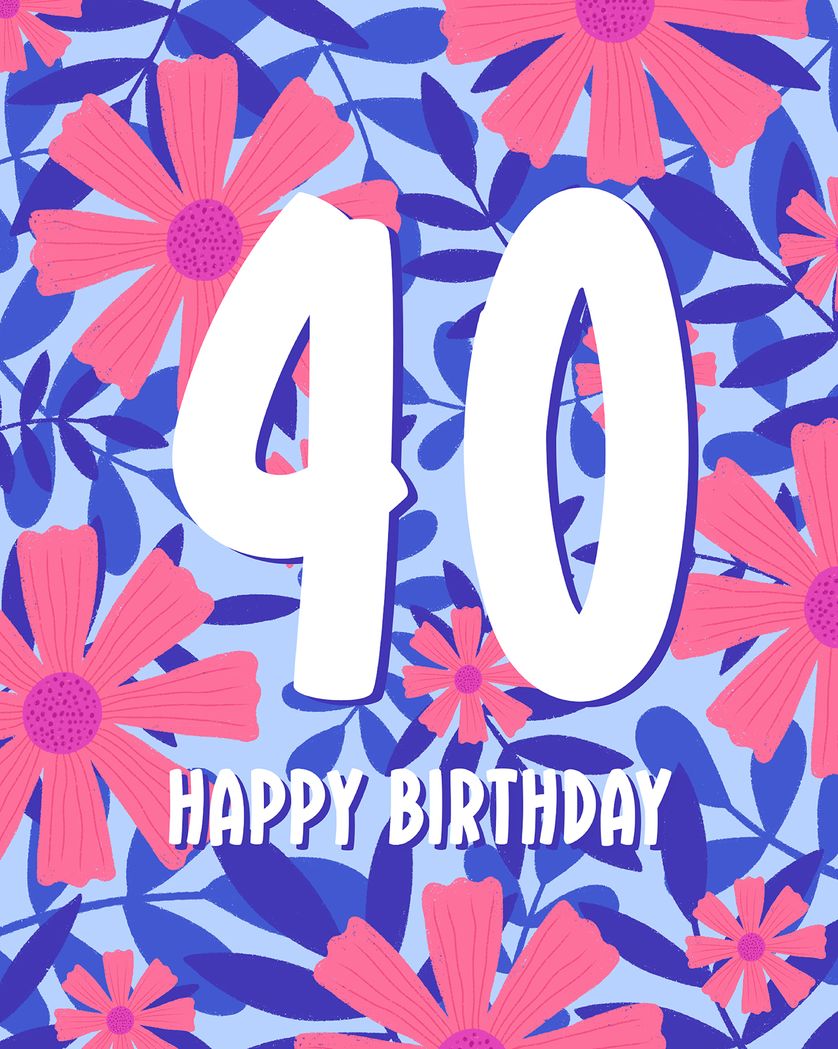 Card design "Floral - milestone 40th Birthday ecard"