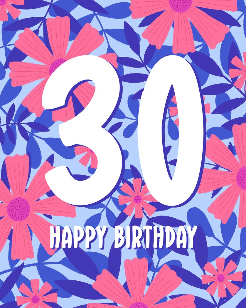 Card design "Floral - milestone 30th Birthday ecard"