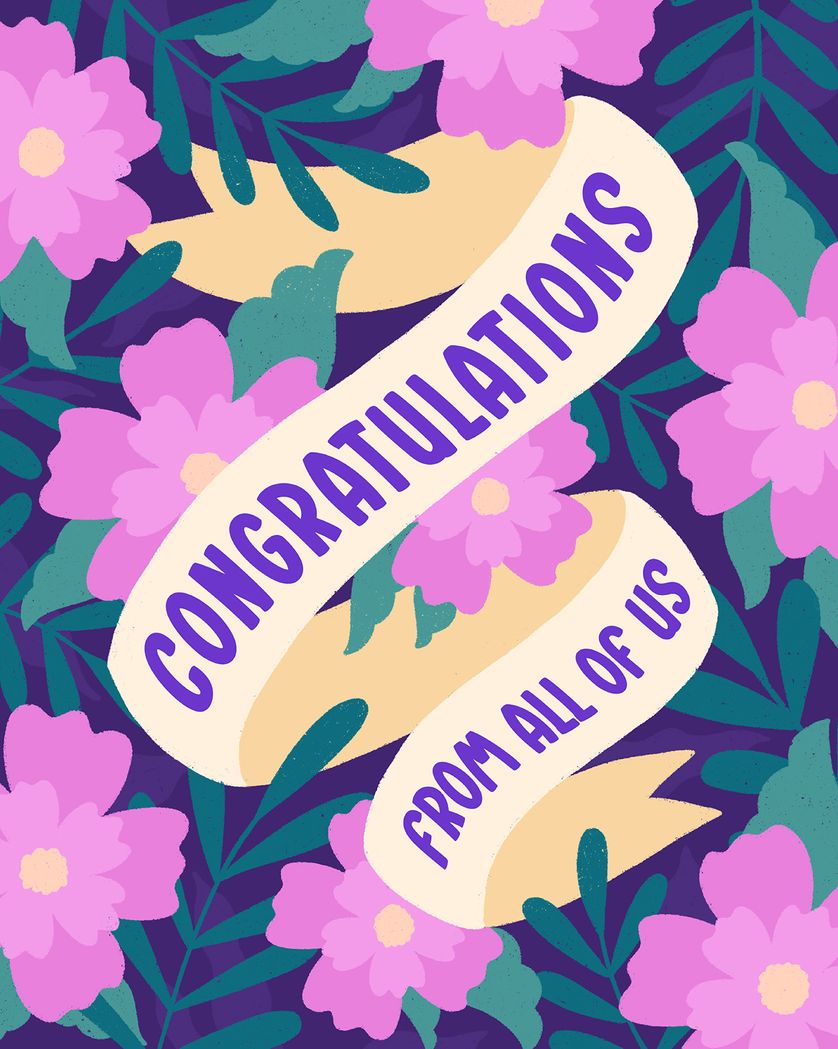 Card design "Floral Ribbon. - group congratulations card"