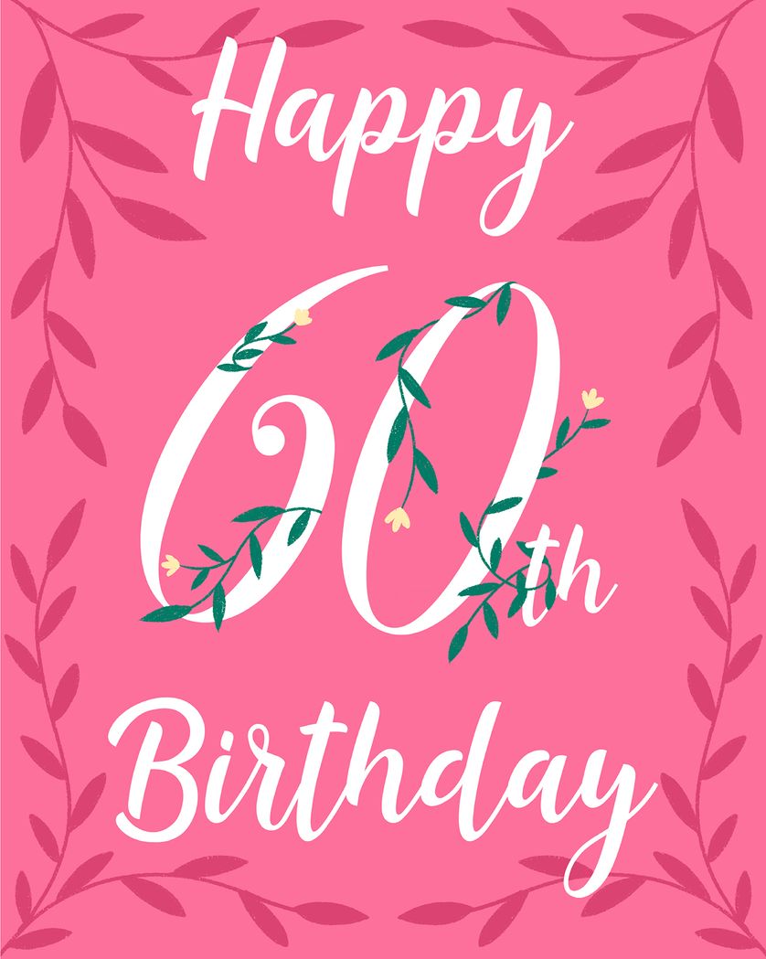 Card design "Pretty 60 - group milestone birthday ecard"