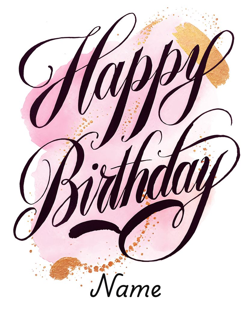 Card design "Ink and gold - group Birthday ecard"