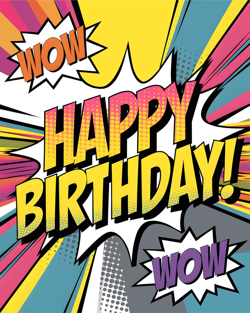 Card design "Comic Book - group birthday ecard"