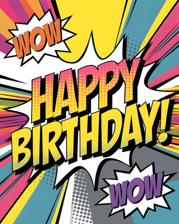 Use Comic Book - group birthday ecard