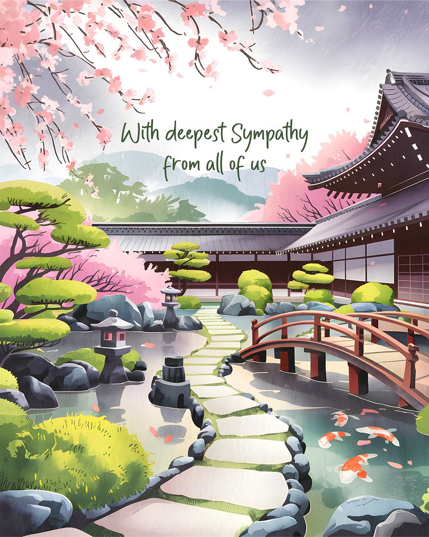 Card design "Japanese Garden - group sympathy ecard"