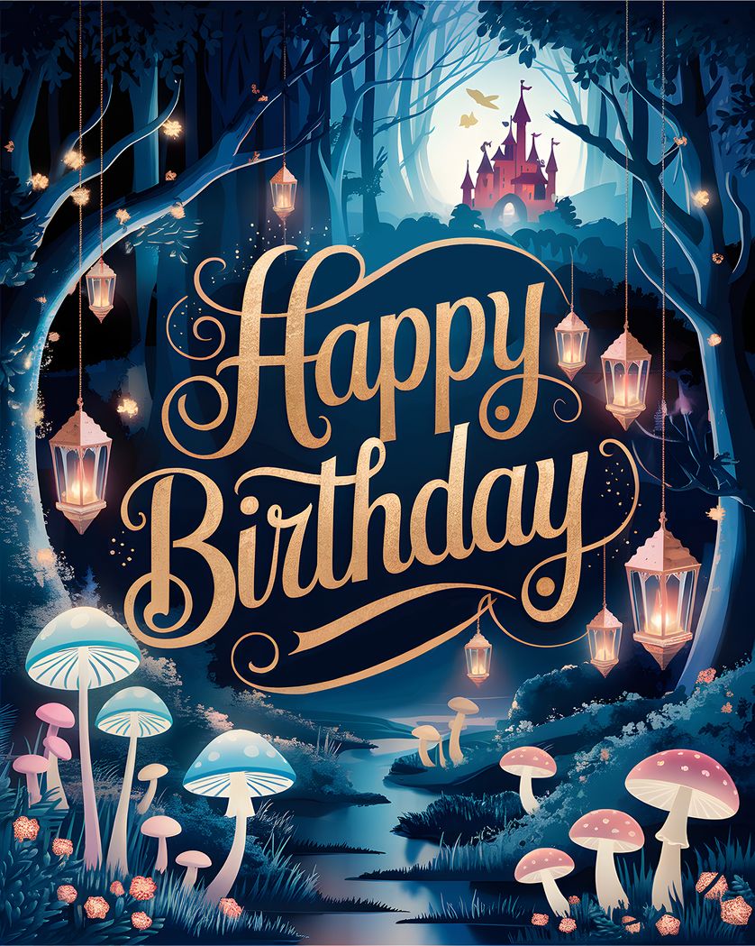 Card design "Once upon a time - group birthday ecard"