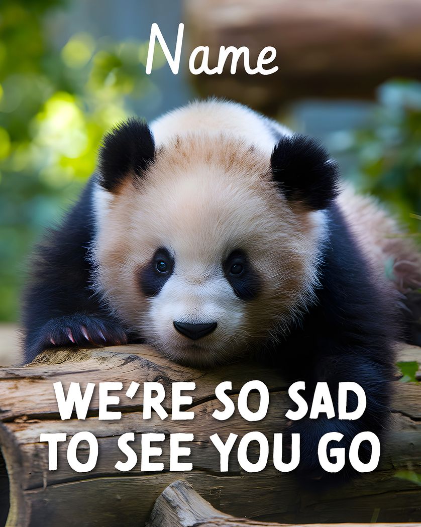 Card design "Sad panda - group leaving ecards"