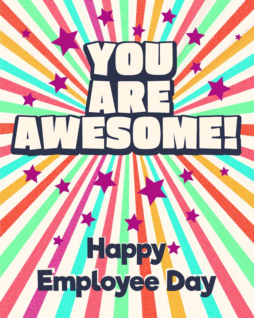 Card design "Awesome starburst - group employee ecard"