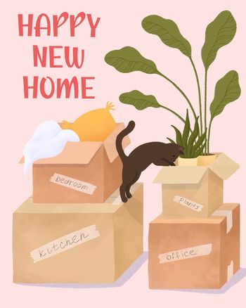 Use Cat in the box - group new home ecard