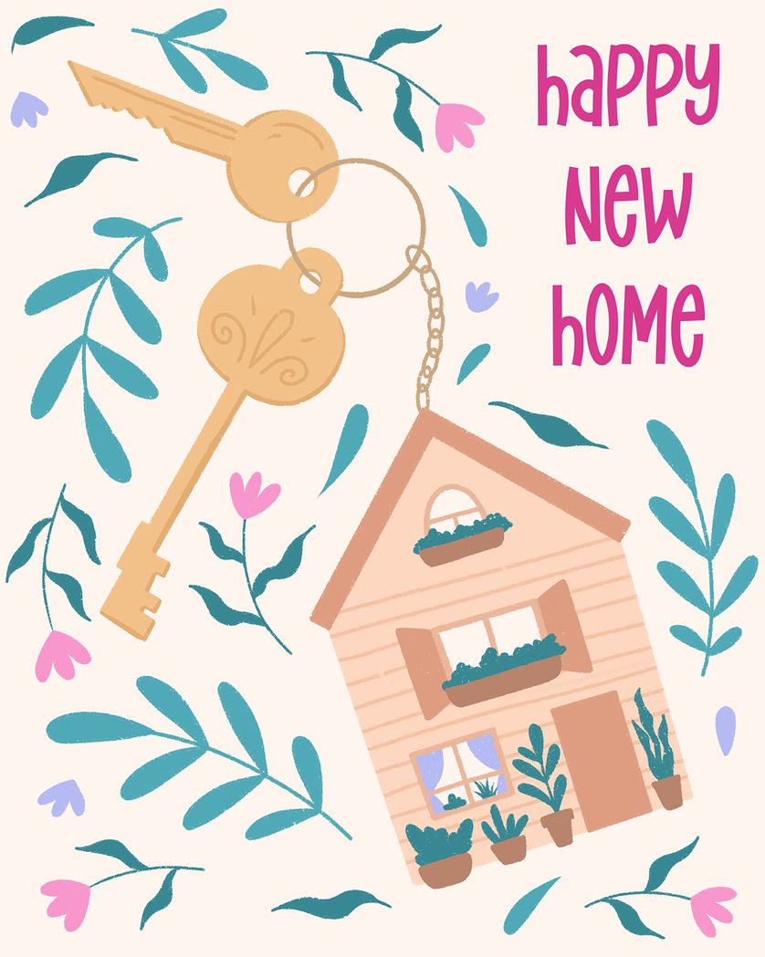 Card design "Key ring  - group new home ecard"