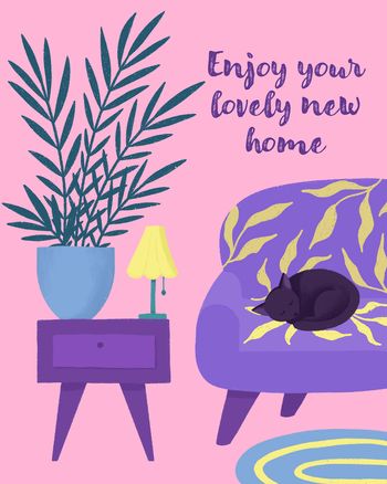 Use Cosy kitty - group New Home ecard