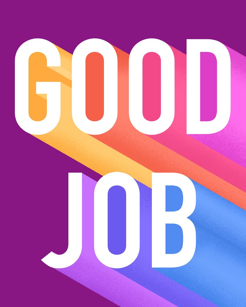Card design "Rainbow Bright - group good job ecard"
