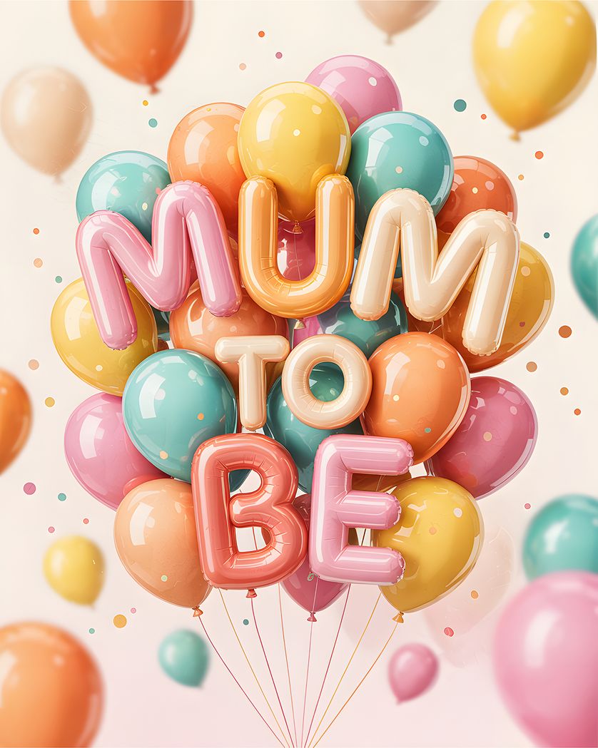 Card design "Balloon Bouquet - group new baby ecard"